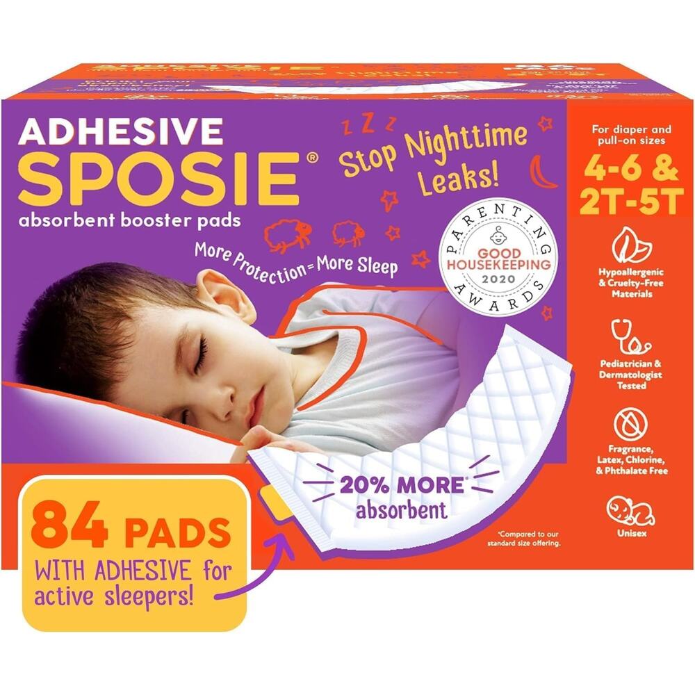 Sposie Nighttime Diaper Booster Pads, Stop Leaks in Baby Overnight- 84 Count